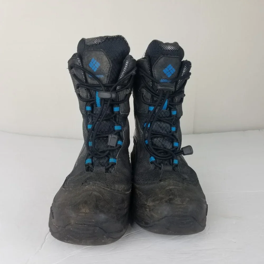 Columbia Boys Girls Sz‎ 5 Winter Snow Boots Insulated Waterproof Black Blue